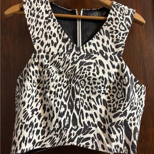 ASTR Black and White Animal Print Crop Top